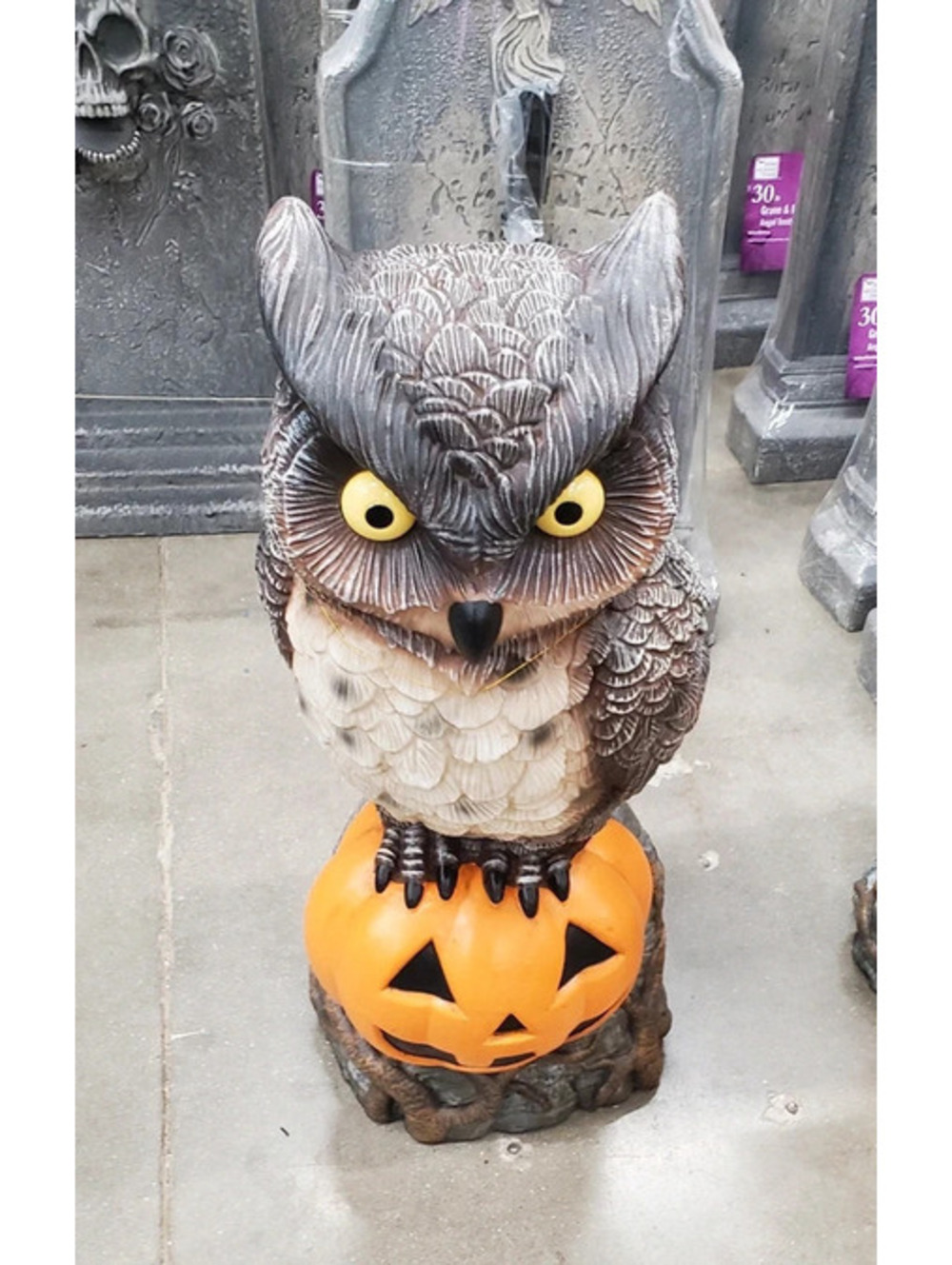 Home Accents Holiday 2.5 Hand-Painted LED Owl on Pumpkin Halloween Porch Greeter